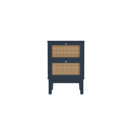 LPD Bordeaux Berlin Blue Rattan 2 Drawer Bedside Table