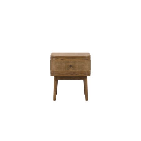 LPD Callie Smoked Wood 1 Drawer Weave Front Bedside Table