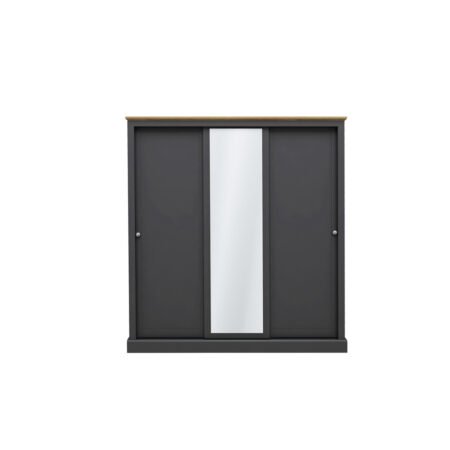 LPD Devon Charcoal Triple Sliding Door Mirrored Wardrobe