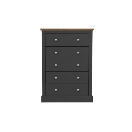 LPD Devon Charcoal 5 Drawer Tall Chest of Drawers