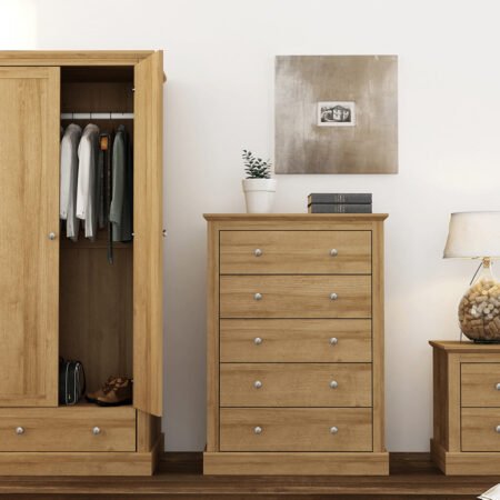 LPD Devon Oak 5 Drawer Tall Chest of Drawers