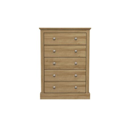LPD Devon Oak 5 Drawer Tall Chest of Drawers