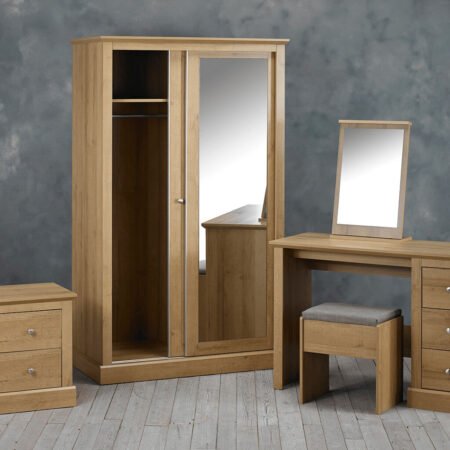 LPD Devon Oak Double Sliding Door Mirrored Wardrobe lifestyle
