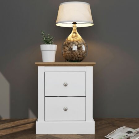 LPD Devon White 2 Drawer Bedside Table lifestyle
