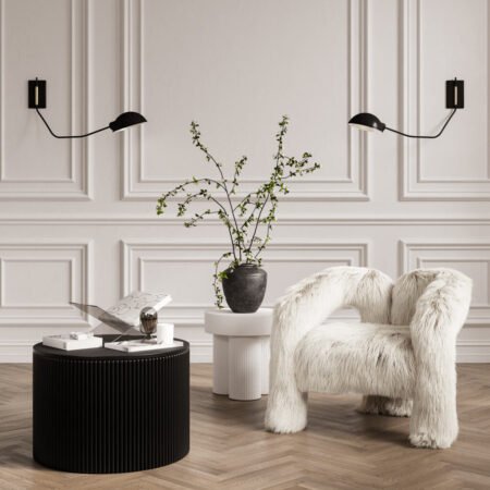 LPD Eden Black Textured Round Coffee Table lifestyle