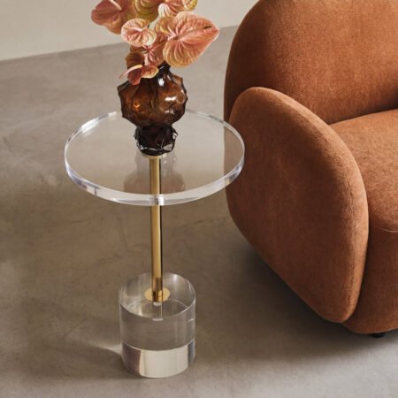 lpd hollywood clear acrylic round side table lifestyle