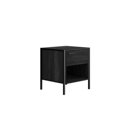 LPD Hoxton Black 1 Drawer Bedside Table, Metal Frame