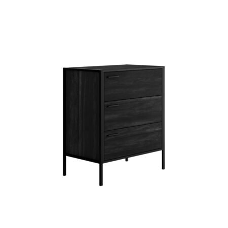 Zhomes 24 LPD Hoxton Black 3 Drawer Chest, Metal Frame