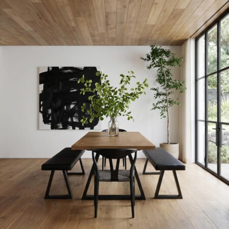LPD Hyde Whiskey Herringbone Rectangular Dining Table, 180 cm lifestyle
