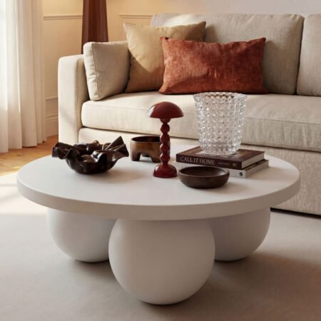 LPD Kenji White Round Coffee Table lifestyle