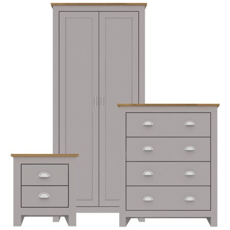 LPD Lancaster Grey Oak 3 Piece Bedroom Set