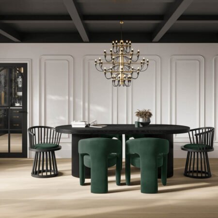 LPD Lina Forest Green Velvet Dining Chair lifestyle