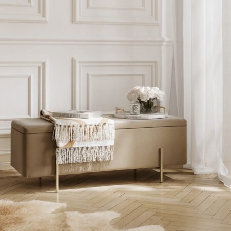 LPD Lola Beige Storage Ottoman, 116 cm lifestyle
