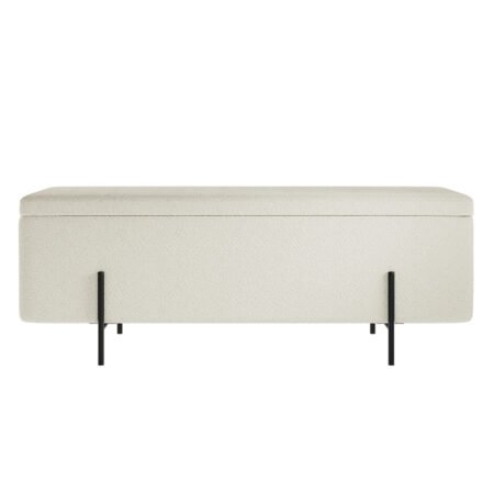 LPD Lola Ivory Boucle Storage Ottoman, 115 cm