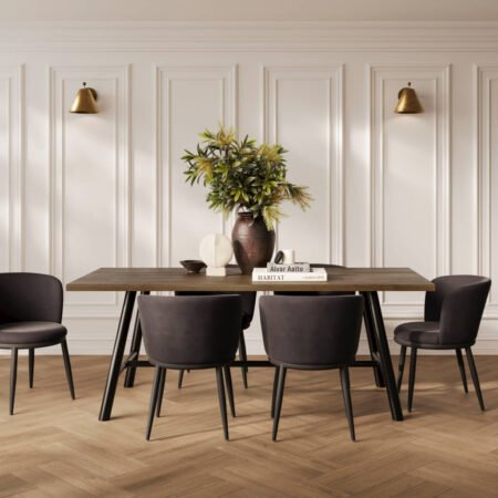 LPD Louie Coffee Wood Effect Rectangular Dining Table, 200 cm lifestyle