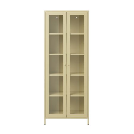 LPD Mase Beige Steel Tall Glass Display Cabinet