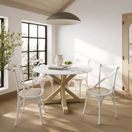 LPD Napa Stone Marble Effect Round Dining Table lifestyle