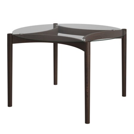 LPD Ned Clear Glass and Chocolate Wood Square Dining Table, 120 cm