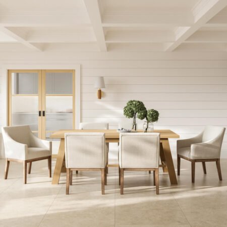 LPD Piper Bisque Linen Dining Chair lifestyle