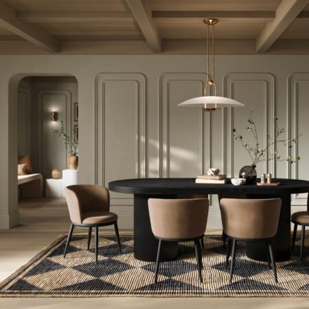 LPD Rina Black Oval Dining Table and 4 Nova Mole Chairs