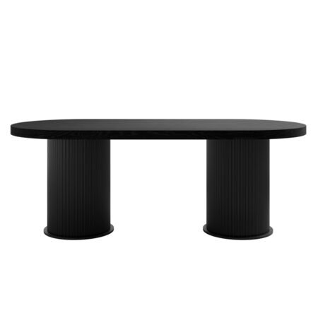 LPD Rina Black Oval Dining Table and 6 Nova Ivory Chairs table