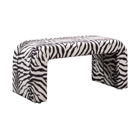LPD Rosa Zebra Print Chenille Curved Bench, 98 cm