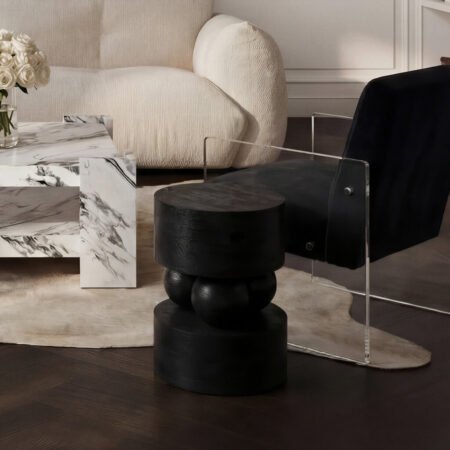 LPD Sachi Black Mango Wood Side Table lifestyle