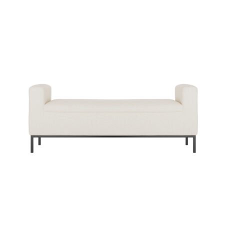 LPD Serena Ivory Linen Blend Bench, Black Metal Frame, 138 cm