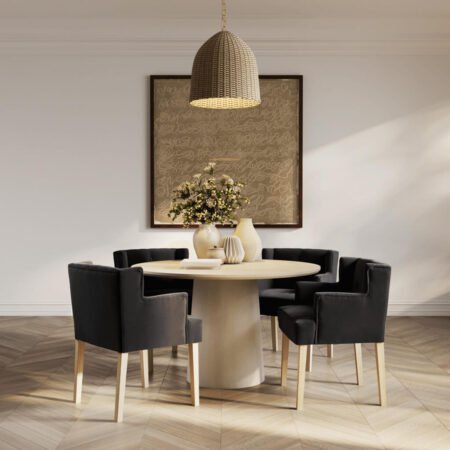 LPD Shay Anthracite Linen Winged Carver Dining Chair lifestyle