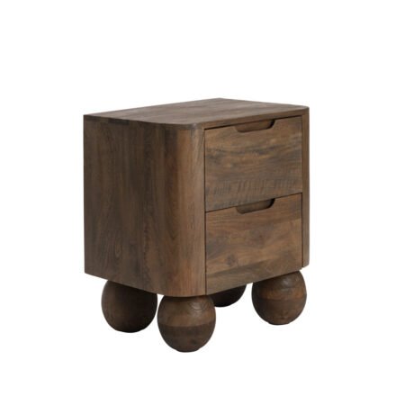 LPD Shibui Light Brown Mango Wood 2 Drawer Bedside Table