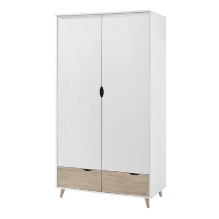 LPD Stockholm White Oak Double Wardrobe with Drawers