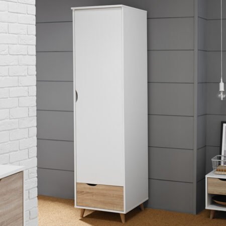 LPD Stockholm White Oak Single Wardrobe with Drawer lifestyle