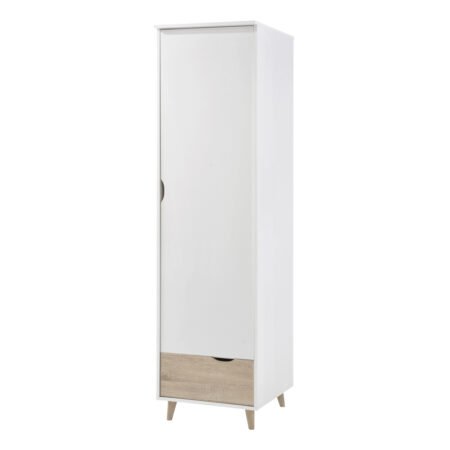 LPD Stockholm White Oak Single Wardrobe with Drawer