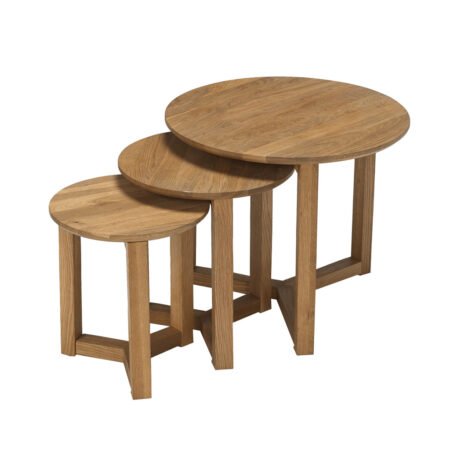 LPD Stow Oak Nest of 3 Side Tables