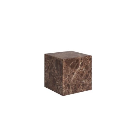 LPD Sur Brown Emperador Marble Effect Cube Side Table