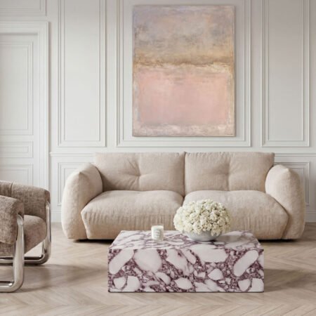 LPD Sur Calacatta Viola Marble Effect Rectangular Coffee Table lifestyle