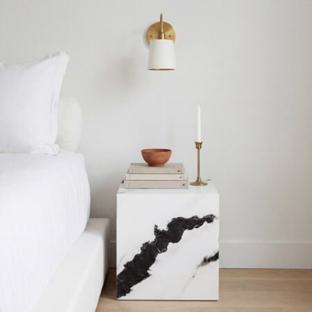 LPD Sur Panda Marble Effect Cube Side Table lifestyle