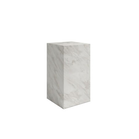 LPD Sur White Marble Marble Effect Small Pedestal Table