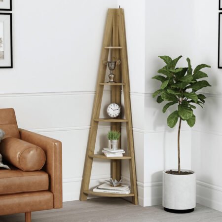 LPD Tiva Oak Corner Ladder Shelf lifestyle