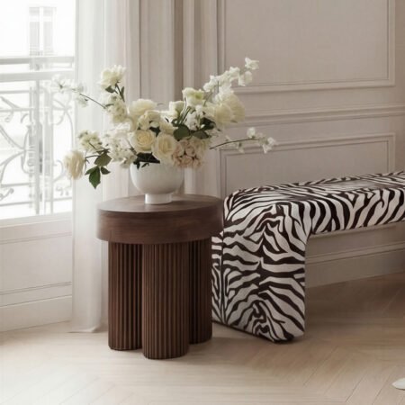 LPD Torio Light Brown Mango Wood Round Side Table lifestyle