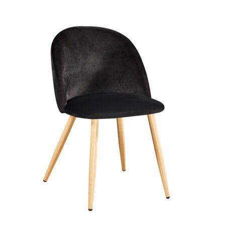 LPD Venice Black Velvet Dining Chairs, Set of 2
