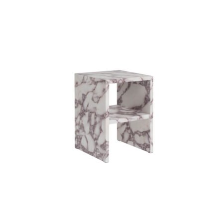 LPD Wynn Calacatta Viola Marble Effect Bedside Table with Open Shelf
