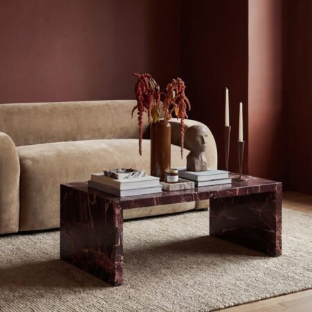 LPD Wynn Rosso Levanto Marble Effect Rectangular Coffee Table lifestyle