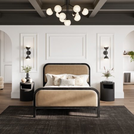 LPD Yori Black Round Bedside Table lifestyle